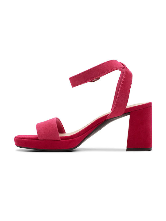 Clarks Catifea Sandale dama in Culorea Fuchsia