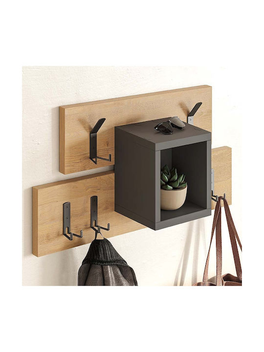 Megapap Wall Hanger Lumina Wooden 12 Hooks Gray GP037-0212 68x32x14.8cm