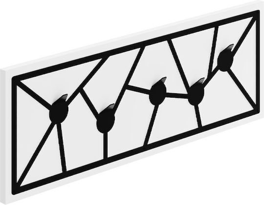Megapap Wall Hanger Trace Wooden 5 Hooks White 74.6x26.6x1.8cm