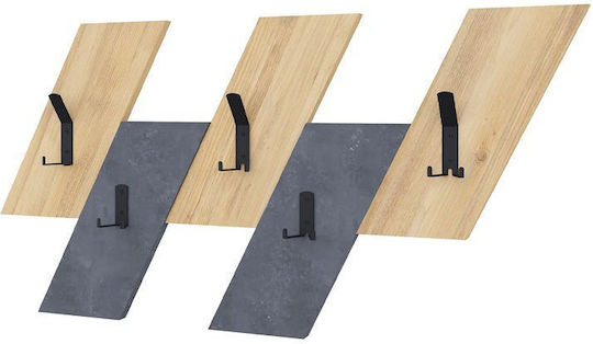 Megapap Antique Wall Hanger Livy Wooden 6 Hooks Gray 75.2x1.8cm
