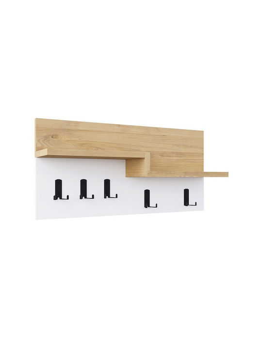 Megapap Wall Hanger Harmon Wooden 5 Hooks White GP037-0208 65x31x15cm