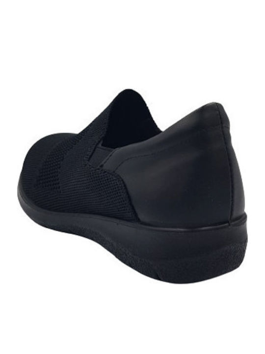 Leder Damen Mokassins in Schwarz Farbe