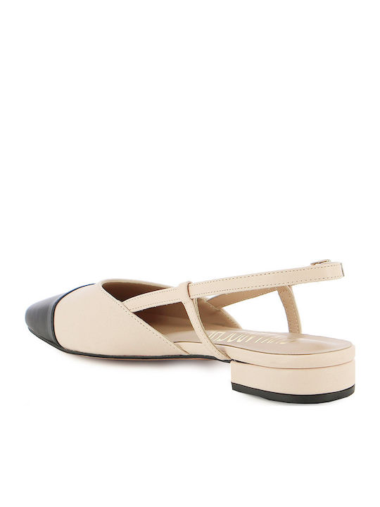 Lederne Damen Ballerinas in Beige Farbe