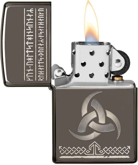 Zippo Odin Design Winddichtes Feuerzeug Flamme in Grau Farbe