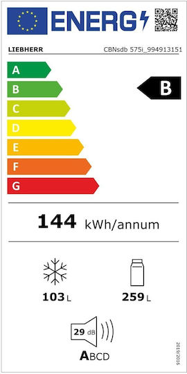 Liebherr 362лт NoFrost В201.5xШ59.7xД67.5см. Inox Prime BioFresh