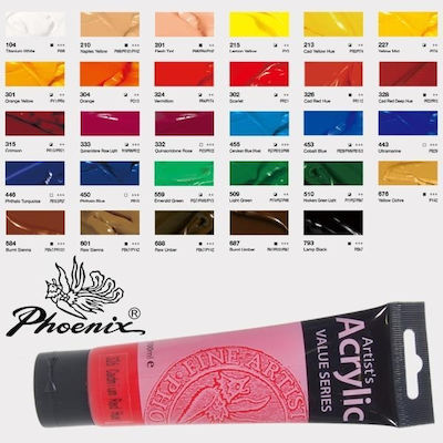 Phoenix Arts Artist's Acrylics Value Series Set Culori Acrilice Pictură în culoarea Verde Verde galben 508 100ml 1buc