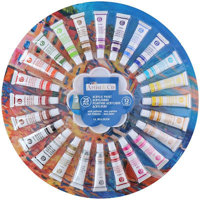 Artist & Co Acrylic Paint Acrylic Colours Set 12ml 25pcs