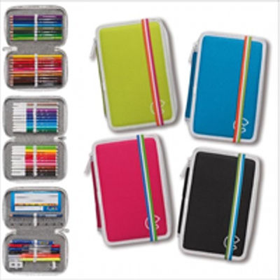 Carioca Fluo 3 Zip Pencil Case with 3 Compartments Various Colours