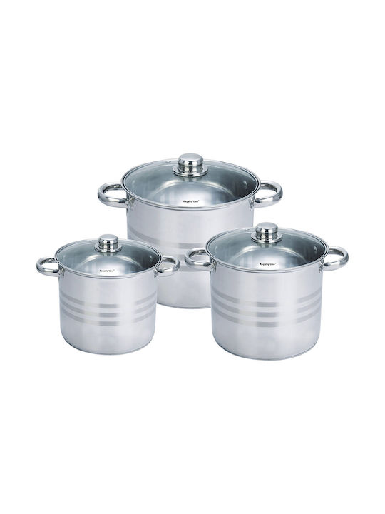 Royalty Line Pots Set of Stainless Steel with Non-stick Coating 8pcs