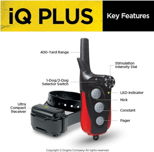 Dogtra iQ Plus Ηλεκτρικό Κολάρο Εκπαίδευσης Σκύλου με Εμβέλεια 400m