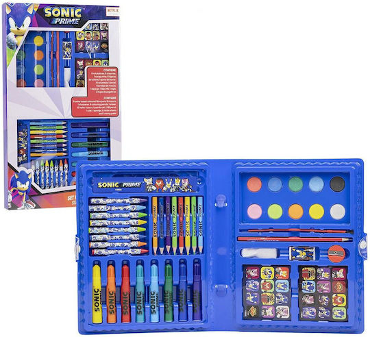 Cerda Sonic Prime Colouring Set in Case 45.3x26.7cm 43 Pieces
