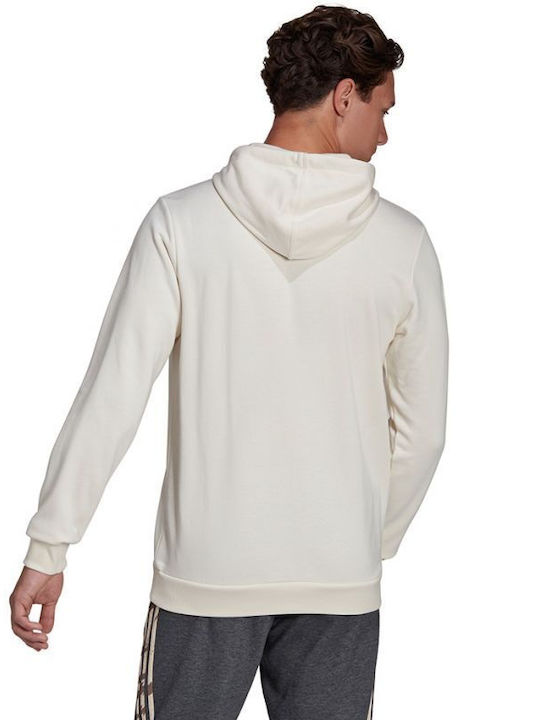 Adidas Big Logo Men's Sweatshirt with Hood & Pockets Beige