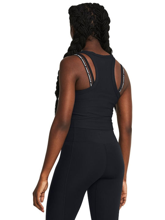 Under Armour Damen Sport Crop Top Ärmellos Schnell trocknend Schwarz