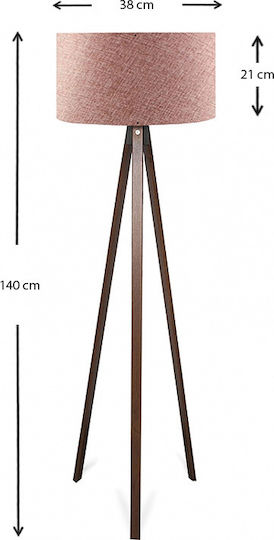 Megapap Rosling Lampa de podea Î140xL38cm. cu Soclu pentru Bec E27 Roz