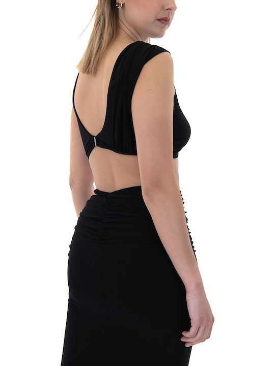 Γυναικείο Crop Top Αμάνικο Μαύρο