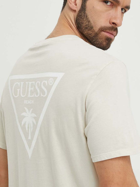 Guess Triangle Men's Short Sleeve Blouse Pale Yellow