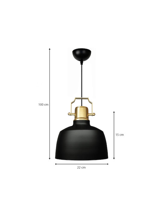 Megapap Pendant Light Black with Socket E27 22x100cm