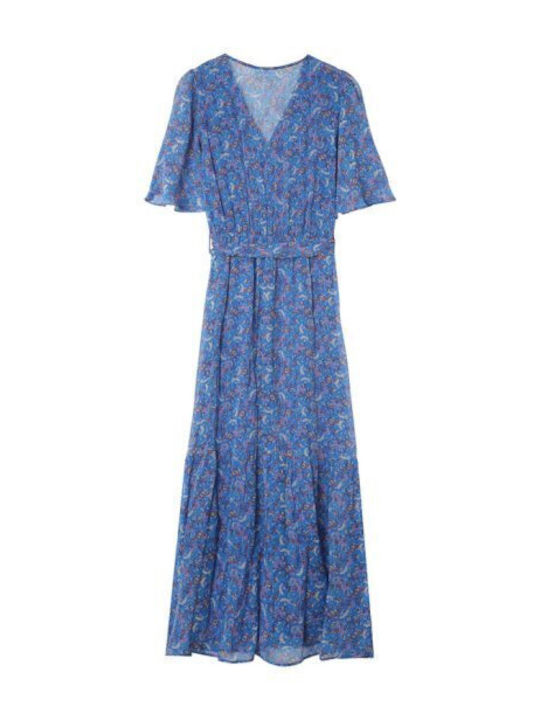 Sommer Maxi Kleid mit Wickel Blau