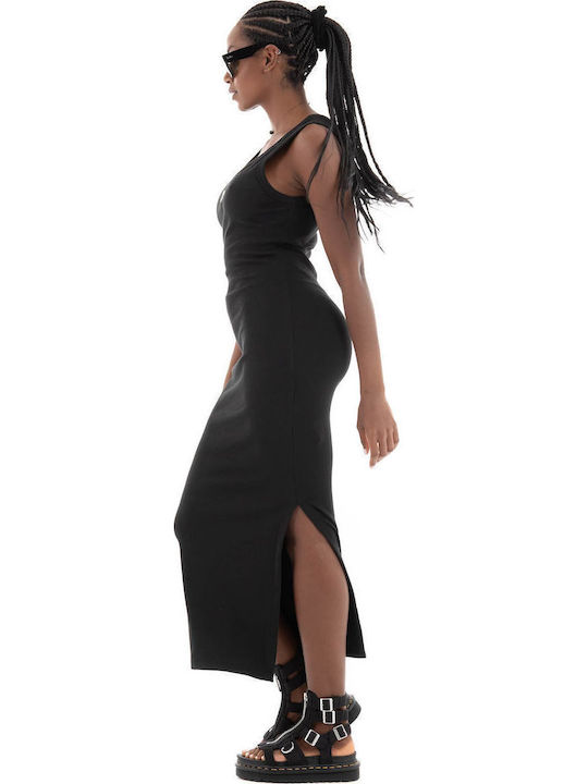 Nalimera Summer Midi Knitted Dress with Tearing Black
