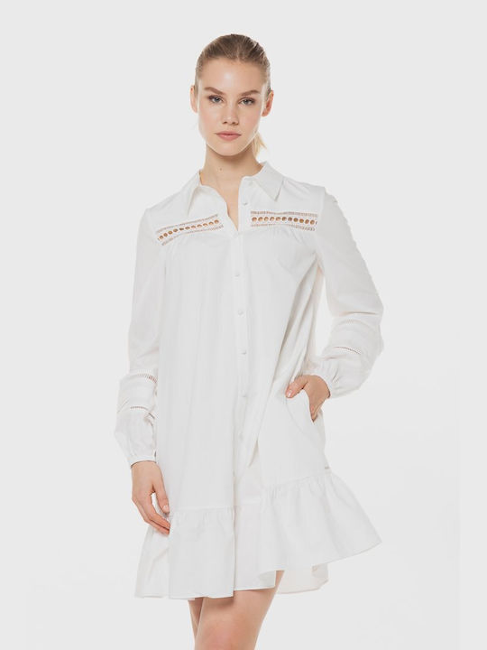 Superdry 'lace Mix Mini Shirt Dress Dress White