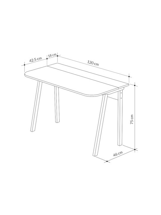 Γραφείο Luton Ξύλινο Φυσικό Οξιάς 120x60x75εκ.