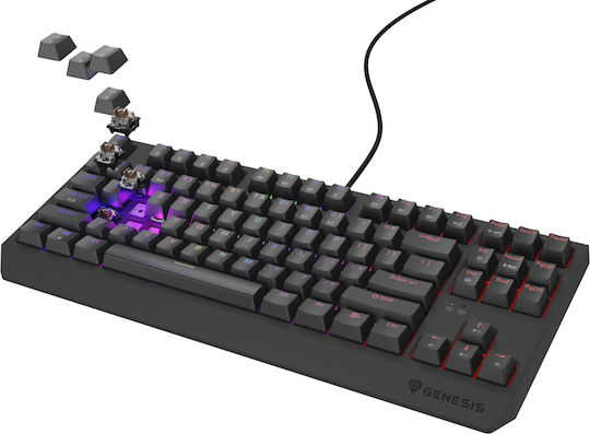 Genesis Thor 230 TKL Gaming Mechanical Keyboard Tenkeyless with Outemu Brown switches and RGB lighting (English US)
