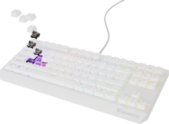 Genesis Thor 230 TKL Gaming Mechanical Keyboard Tenkeyless with Outemu Brown switches and RGB lighting (English US) White