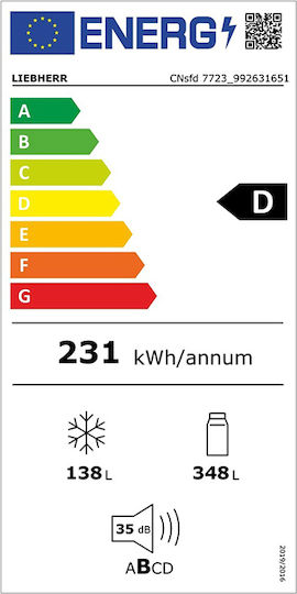 Liebherr Ψυγειοκαταψύκτης 486lt NoFrost Υ201.5xΠ74.7xΒ67.5εκ. Inox Plus