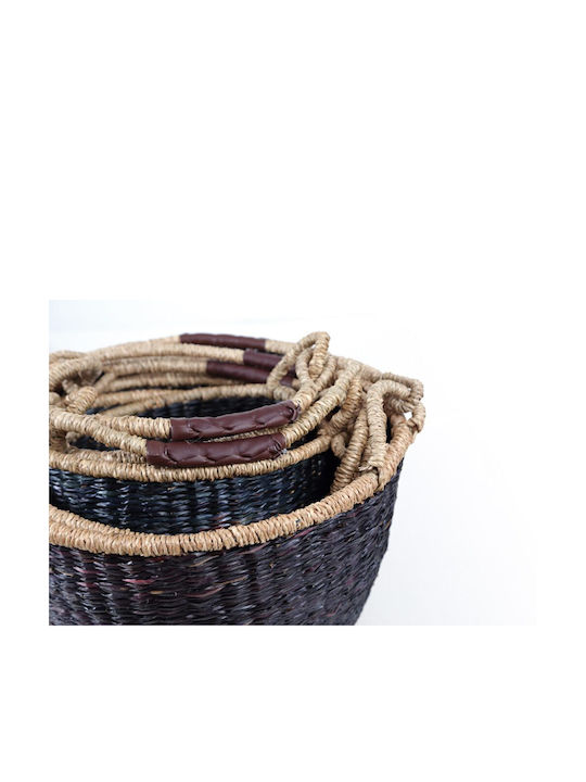 Decorative Basket Wicker with Handles Black Soulworks