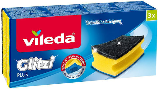 Vileda Kitchen Sponge Yellow Glitzi Plus 3