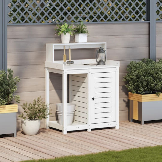 Gardening Table Shelves 82,5x50x109,5 cm Solid Pine Wood White