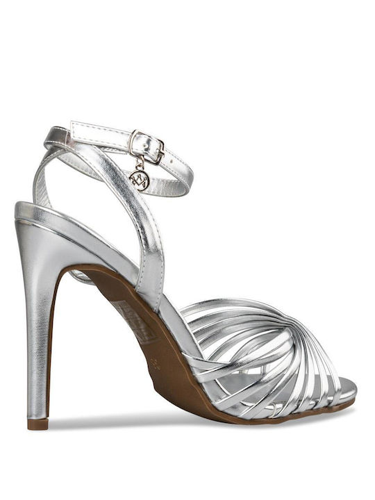 Envie Shoes Leather Women's Sandals Silver