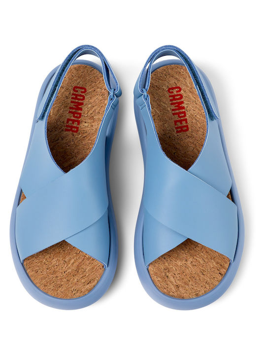 Camper Leder Damen Flache Sandalen in Blau Farbe