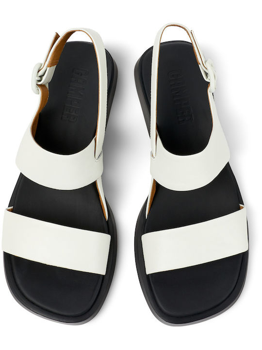 Dana Leather Women's Flat Sandals in White Color