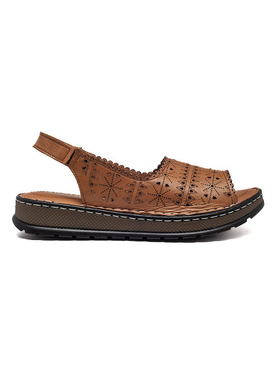 Women's Flat Sandals in Tabac Brown Color