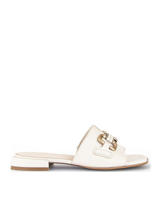 Leder Flache Sandalen für Damen Anatomisch in Weiß Farbe