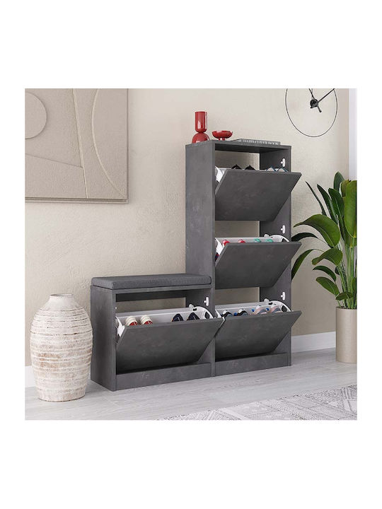Dude Wooden Shoe Organizer Retro Grey 104.8x26x118.5cm