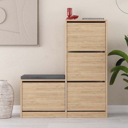 Dude Wooden Shoe Organizer Natural Beech 104.8x26x118.5cm