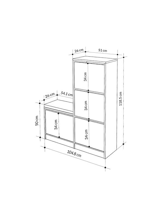 Dude Wooden Shoe Organizer Open Café 104.8x26x118.5cm