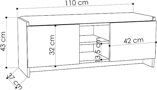 Ξύλινη Παπουτσοθήκη Zulla 110x37x43cm