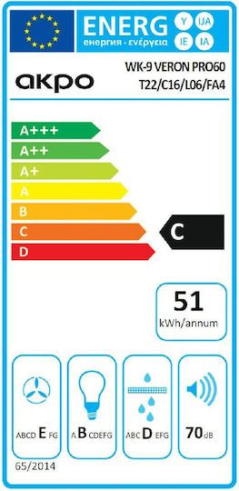 Akpo WK-9 Veron Pro 60 Șemineu Hotă 60cm Gold Painted