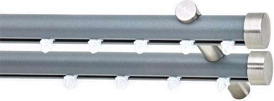 Metallisches Vorhangstangen Soleil Tapo Doppel mit der Eisenbahn Φ25mm 240cm Nickel A298806_16714