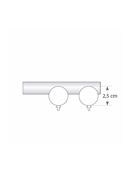 Metallic Curtain Pole Soleil Tapo Single Diameter 25mm Length 240cm Nickel A298800 16660