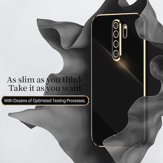 Xiaomi Redmi Note 8 Pro Xinli Gerade 6D Plattierung Goldrand TPU Stoßfeste Hülle Schwarz