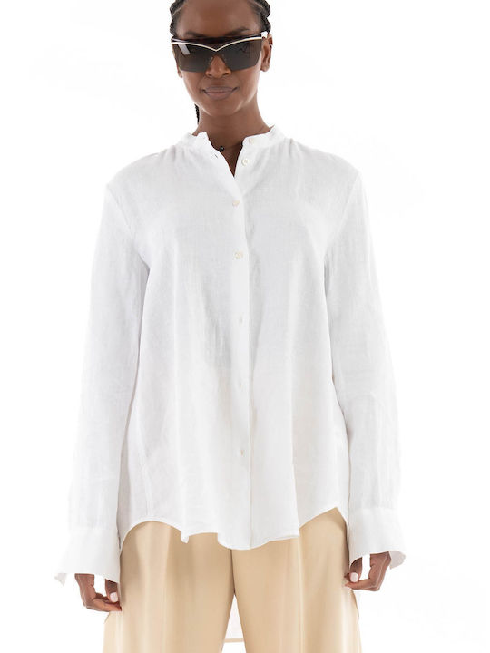 Marc O'Polo Women's Linen Long Sleeve Shirt White