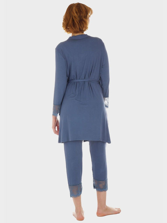 G Secret Summer Women's Robe with Pyjama Blue