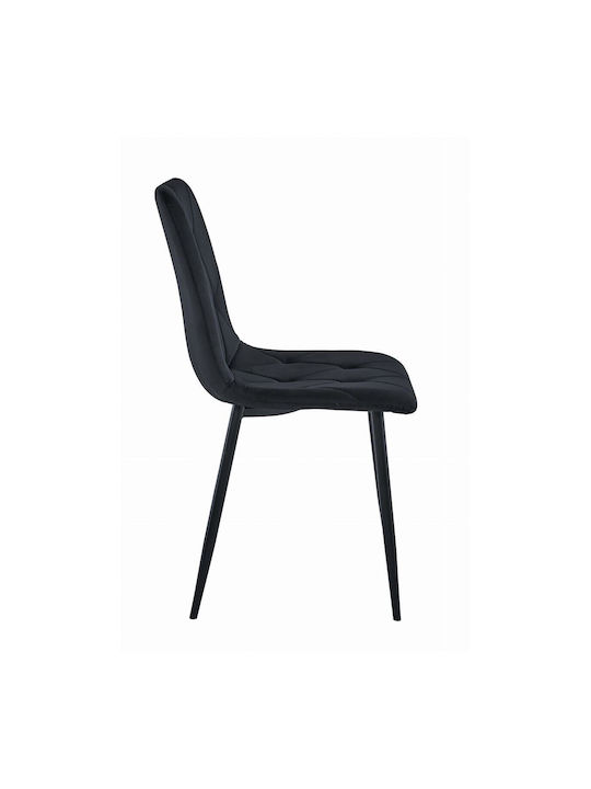 Libra Kitchen Velvet Chair Black 44x40x88.5cm
