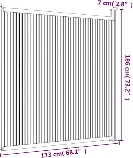 vidaXL Πάνελ Περίφραξης από WPC σε Γκρι Χρώμα 1.86x1.73m