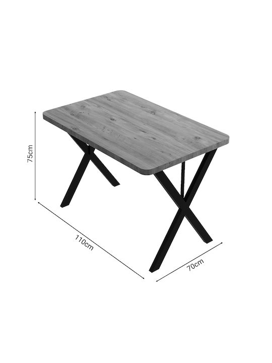 Zeryin Table Dining Room Wooden with Metal Frame Black Velvet-Black Metal 70x110x75cm