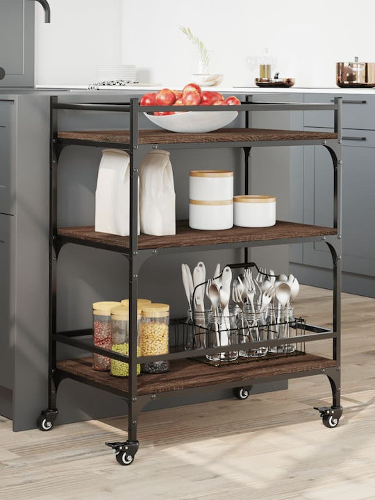 vidaXL Kitchen Trolley Wooden in Brown Color 65x40x86.5cm